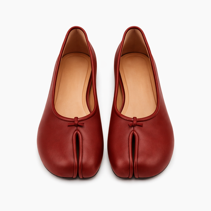 Flade loafers til kvinder | Split-tå | Elegant slip-on sko med sløjfedetalje