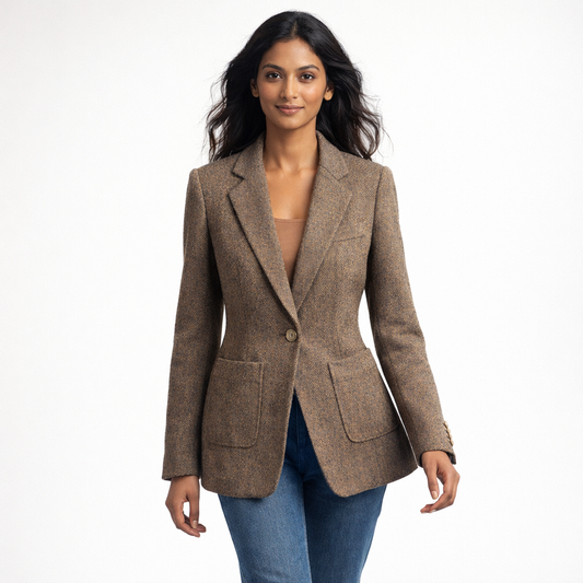 Elegant Uldblazer Til Kvinder Med Klassisk Snit