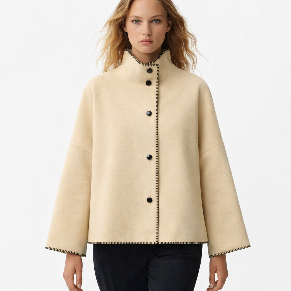 Jakke i kunstuld med høj krave | Elegant løs vinterjakke til kvinder