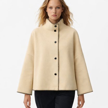 Jakke i kunstuld med høj krave | Elegant løs vinterjakke til kvinder