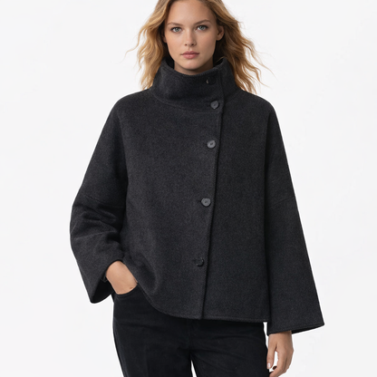 Jakke i kunstuld med høj krave | Elegant løs vinterjakke til kvinder