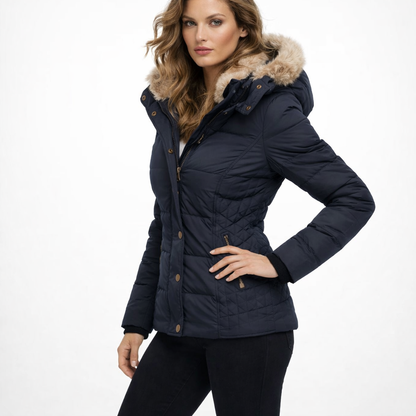 Dame Vandtæt Vinterjakke | Vindtæt & Isoleret | Varm Jakke med Aftagelig Hætte