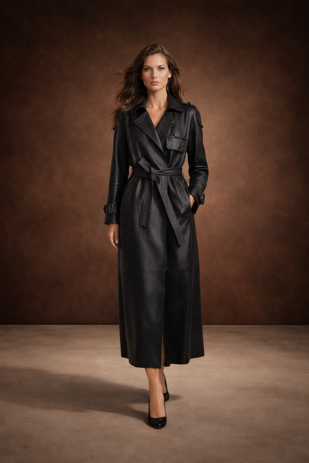 Lang trenchcoat til kvinder | Oversized pasform | Bindebælte