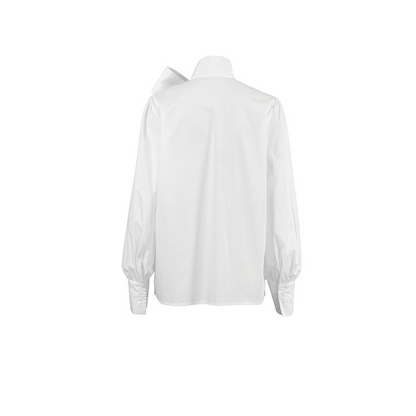 Dame Skjorte med Sløjfedetalje | Klassisk Hvid Bluse | Let & Elegant Pasform