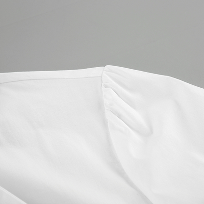 Dame Skjorte med Sløjfedetalje | Klassisk Hvid Bluse | Let & Elegant Pasform