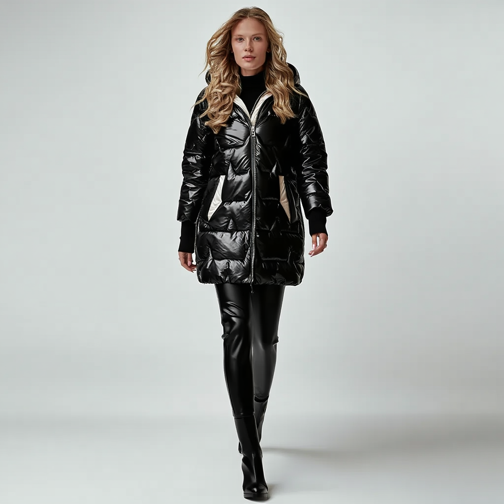 Elegant Puffer Vinterjakke til Kvinder | Polstret Jakke med Hætte og Lynlås