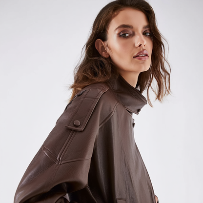 Dame bikerjakke | Oversized design med struktureret look