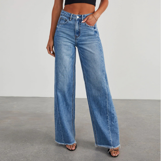 Dame Jeans med Høj Talje | Afslappet Pasform i Blødt Denim