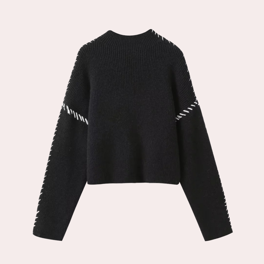 Stilfuld Strikket Sweater til Kvinder | Højhalset Pullover med Detaljer