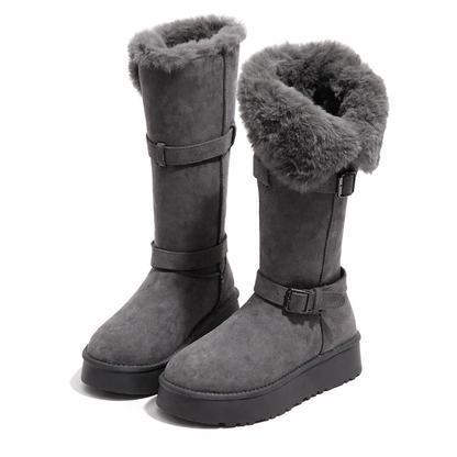 Forede lange støvler til kvinder med kraftig sål og justerbare remme