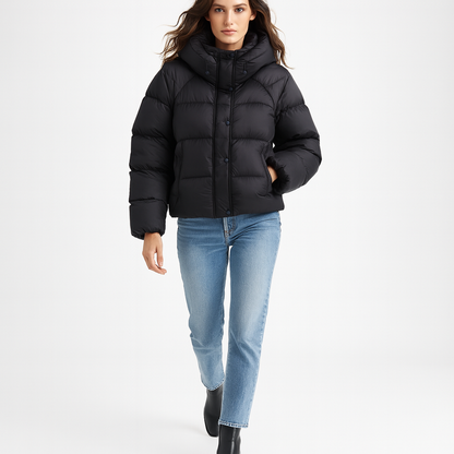 Kort vatteret jakke til kvinder | Aftagelig hætte | Varm og let vintermodel