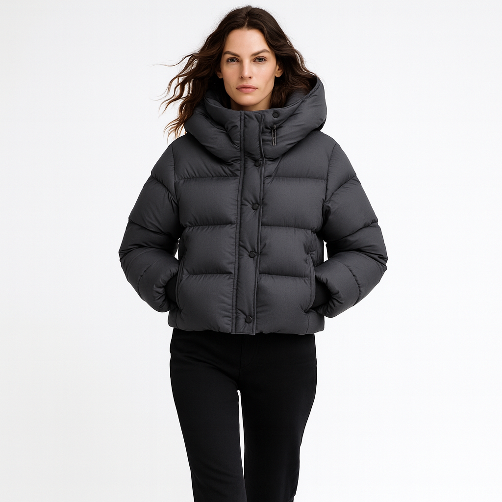 Kort vatteret jakke til kvinder | Aftagelig hætte | Varm og let vintermodel