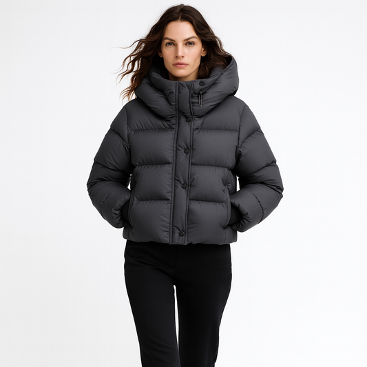 Kort vatteret jakke til kvinder | Aftagelig hætte | Varm og let vintermodel