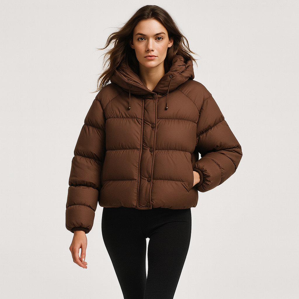 Kort vatteret jakke til kvinder | Aftagelig hætte | Varm og let vintermodel