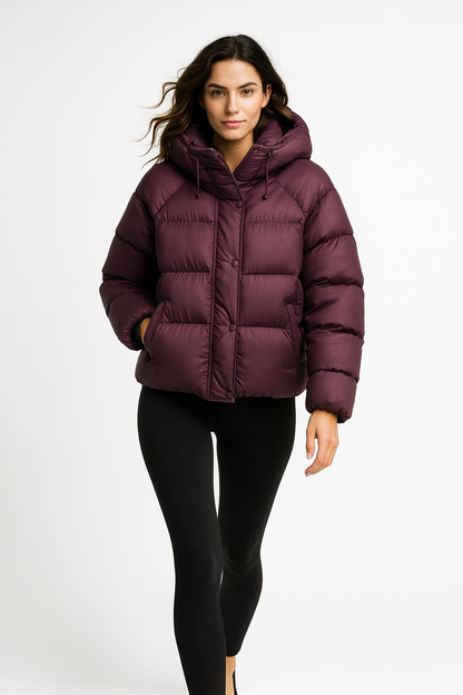 Kort vatteret jakke til kvinder | Aftagelig hætte | Varm og let vintermodel