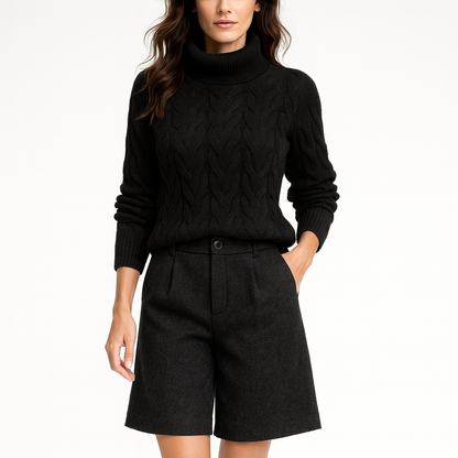 Elegant Kabelstrik-rullekrave Til Kvinder