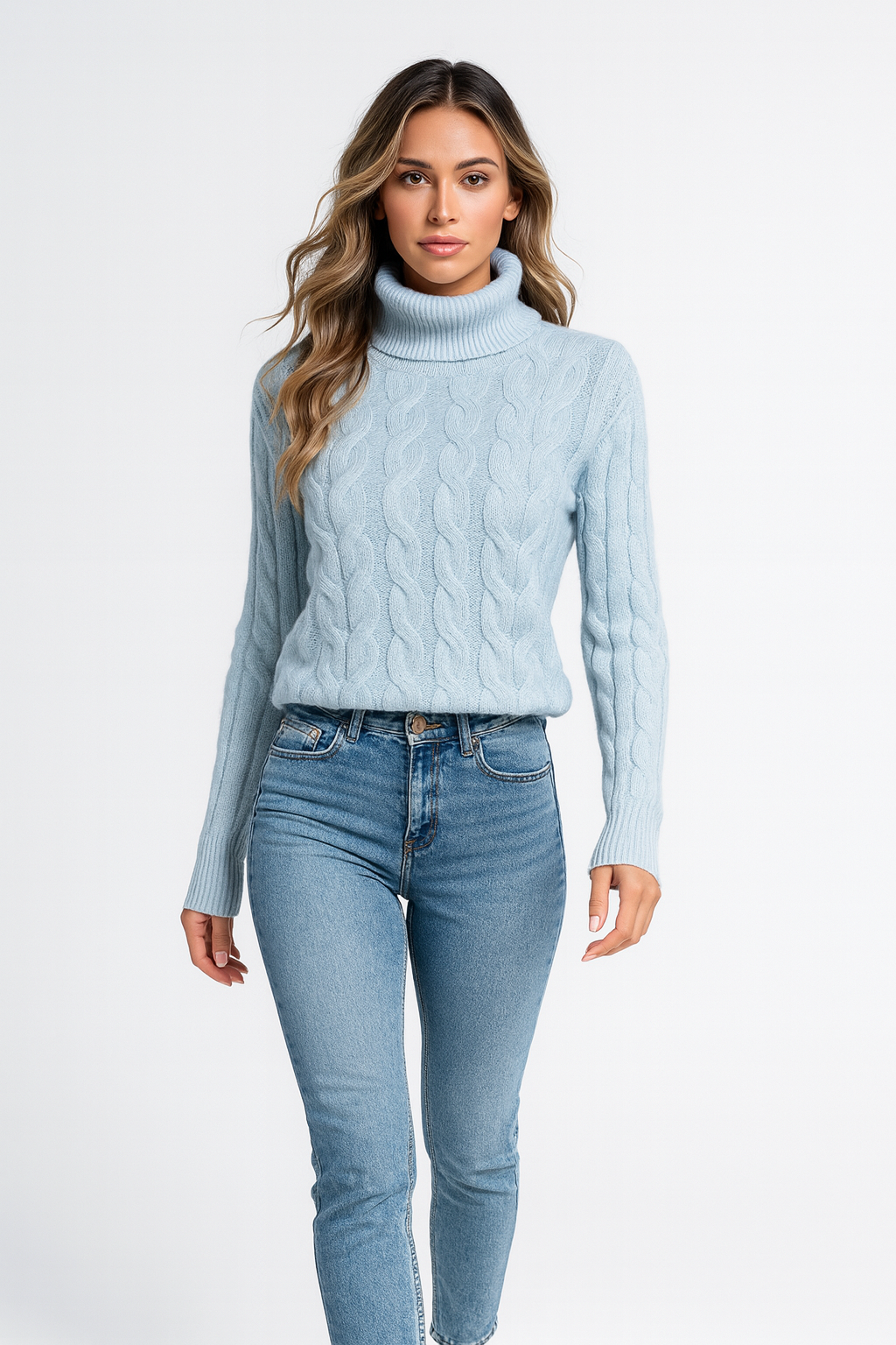 Elegant Kabelstrik-rullekrave Til Kvinder