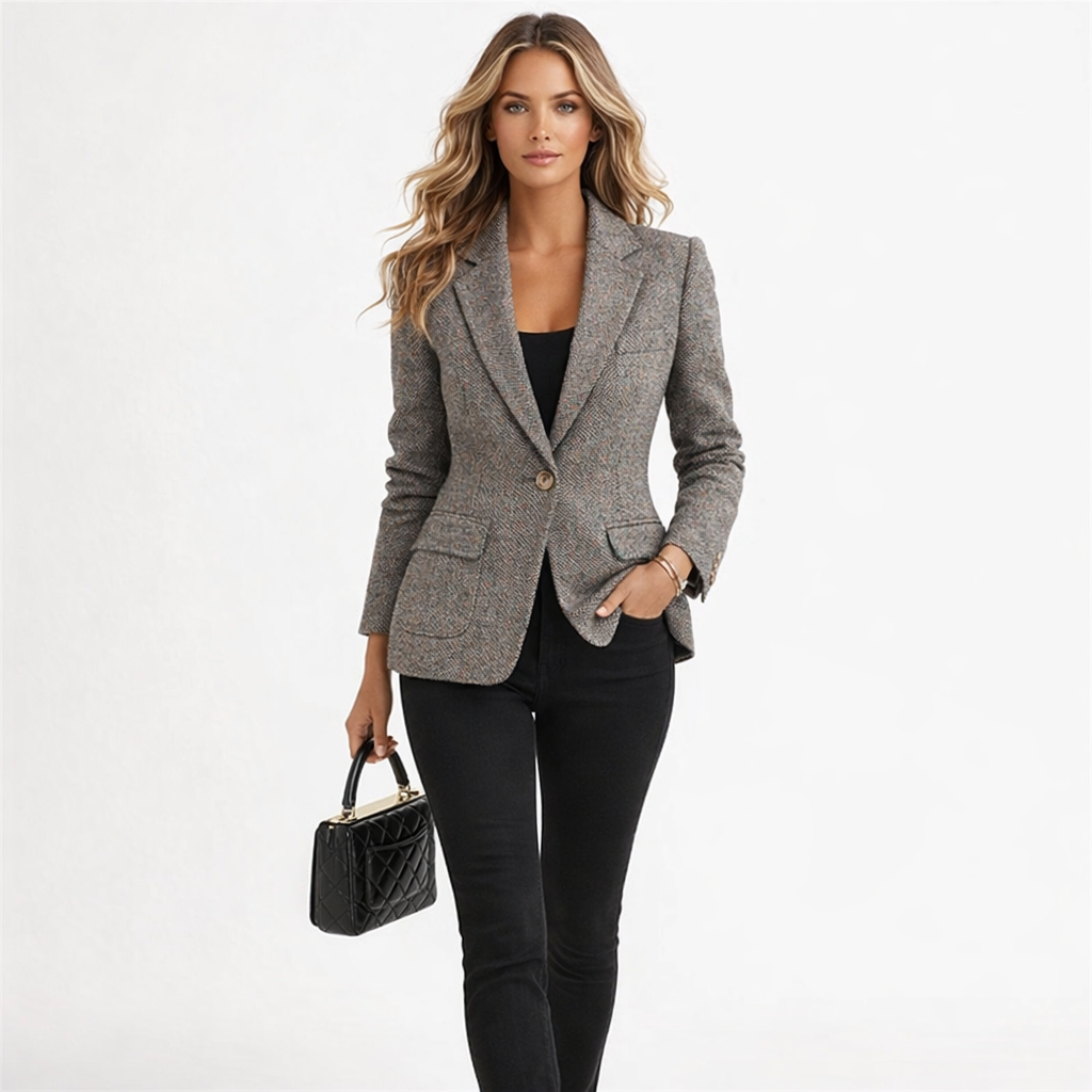 Elegant Uldblazer Til Kvinder Med Klassisk Snit