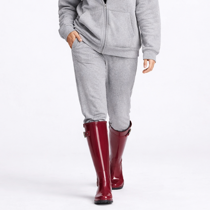 Høje Dame Regnstøvler Med Spænder Og Kraftig Sål