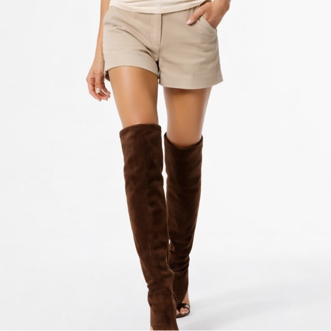 Knælange Dameboots Med Split-tå Og Slank Hæl