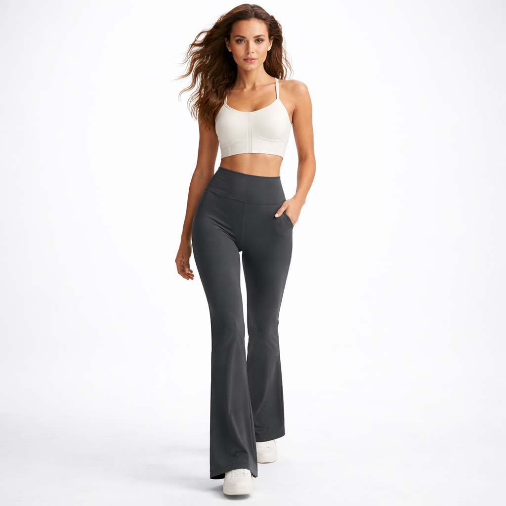 Højtaljede Flare Træningsbukser Med Formgivende Pasform