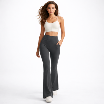 Højtaljede Flare Træningsbukser Med Formgivende Pasform