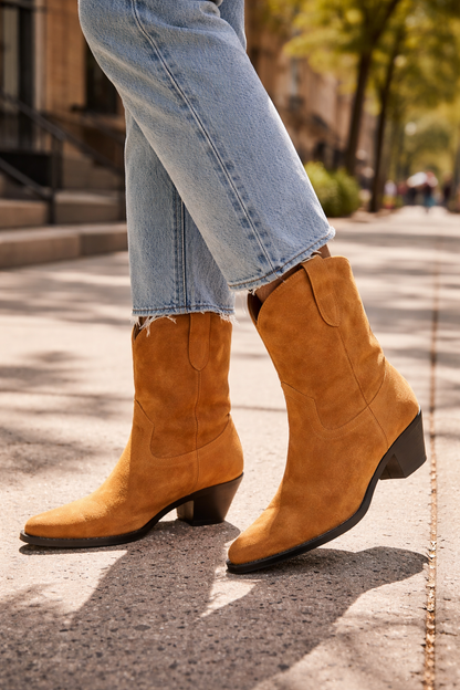 Klassiske Ankelboots Med Spids Snude Og Kraftig Hæl