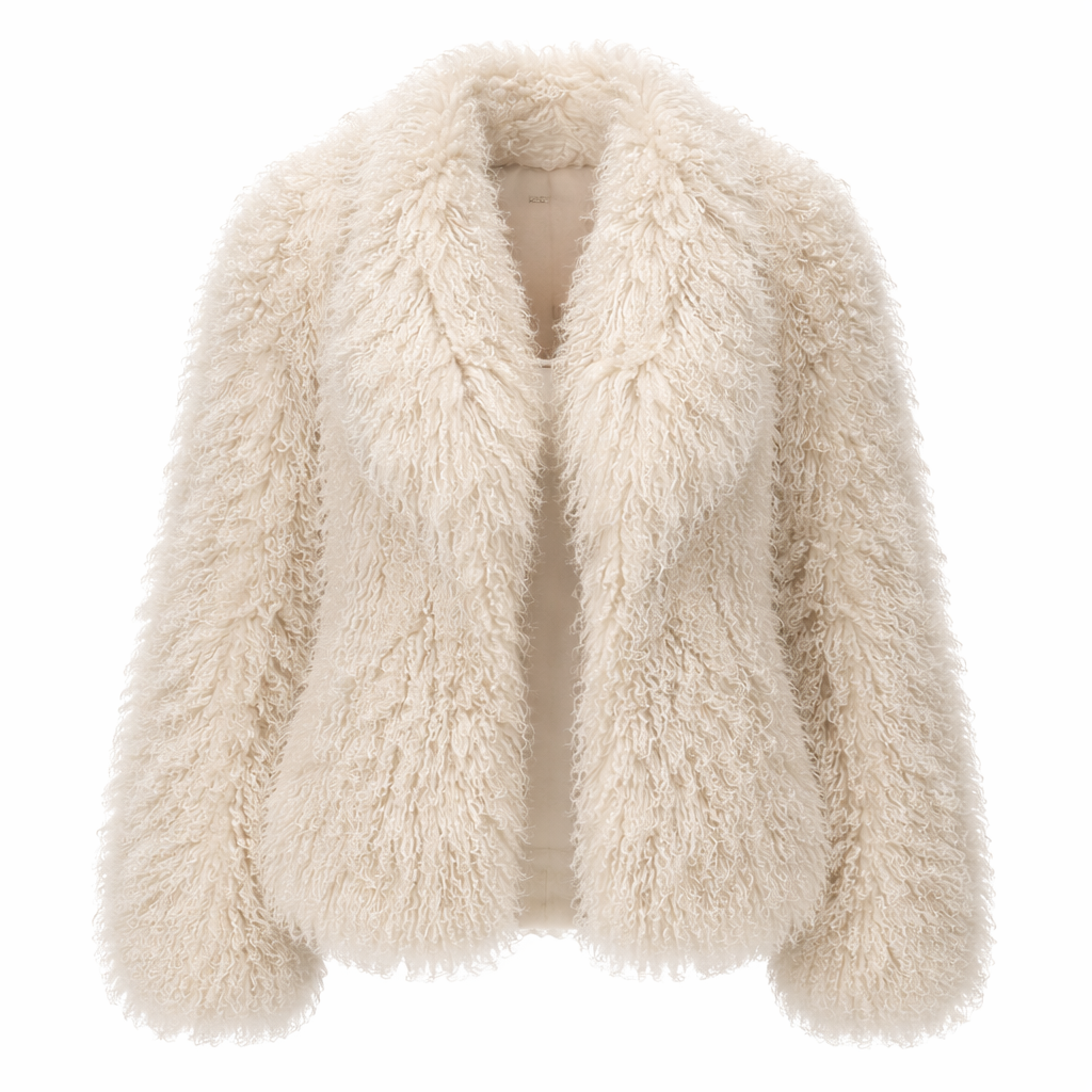 Jakke i ægte Mongolian sheep fur til kvinder