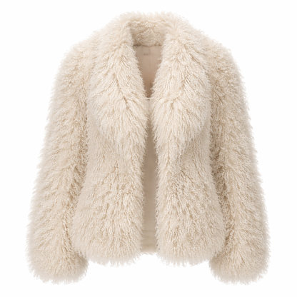 Jakke i ægte Mongolian sheep fur til kvinder