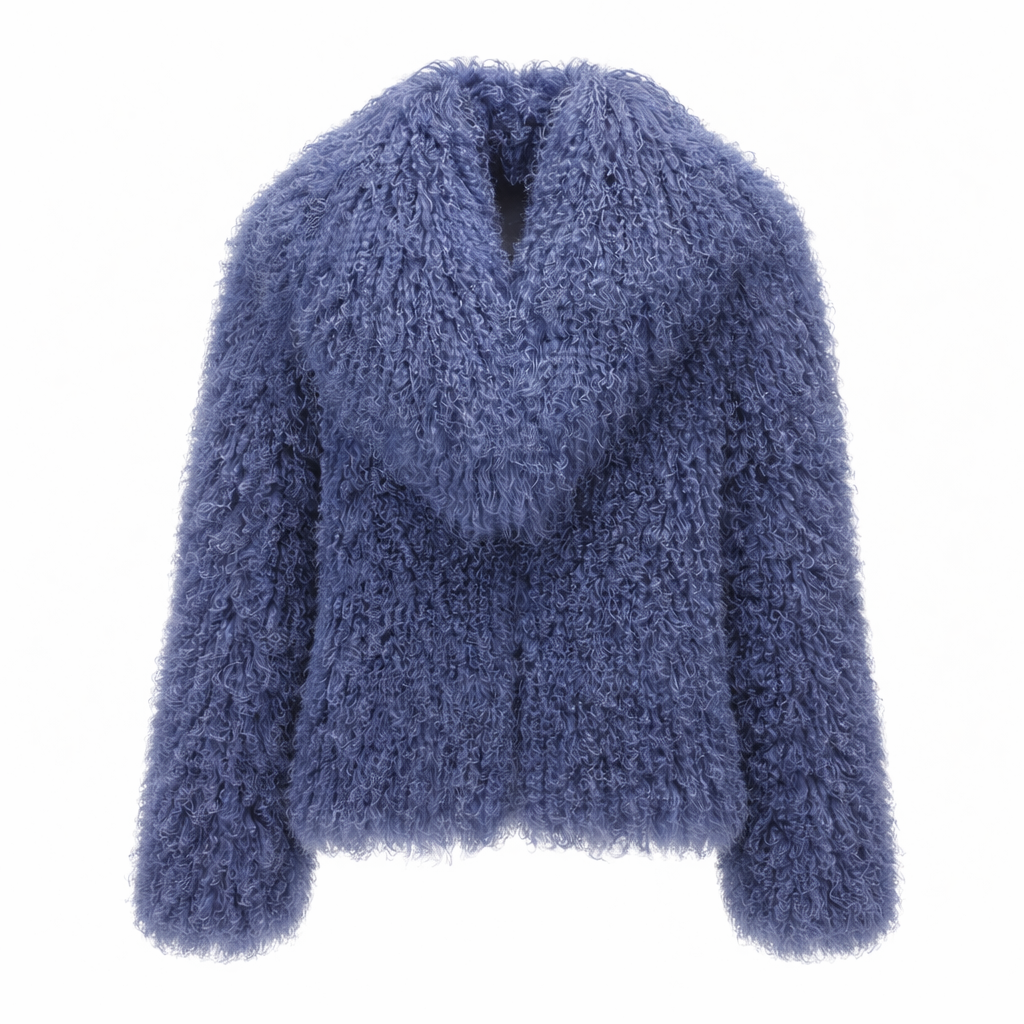 Jakke i ægte Mongolian sheep fur til kvinder