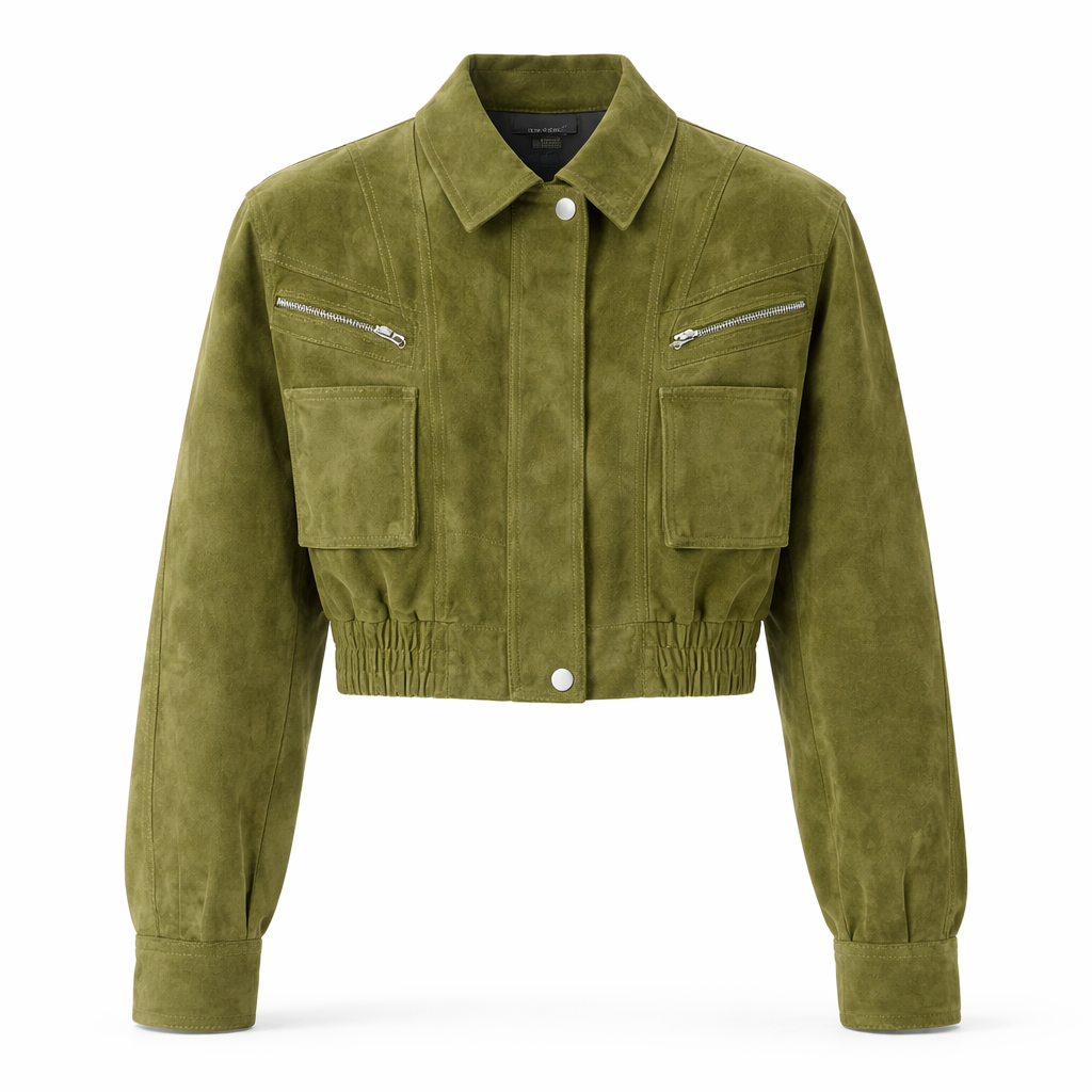 Oversized Ruskinds Bomberjakke til Kvinder i Ægte Suede med Lynlåslukning