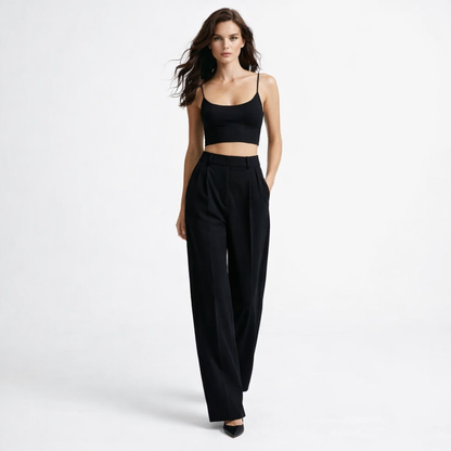 Højtaljede vide bukser til kvinder med elegant pasform