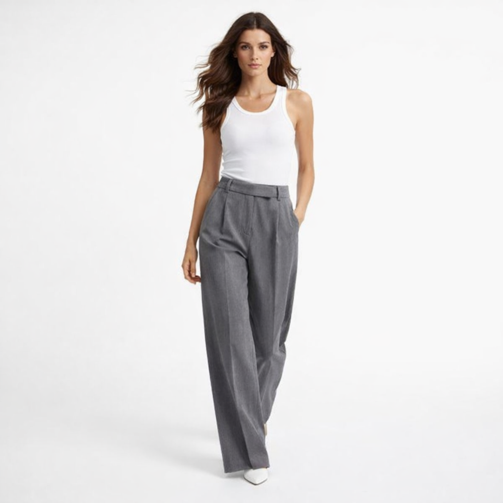 Højtaljede vide bukser til kvinder med elegant pasform