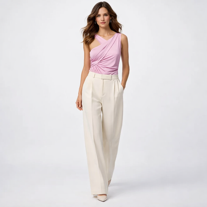 Elegant one-shoulder mesh bodysuit til kvinder med draperet pasform