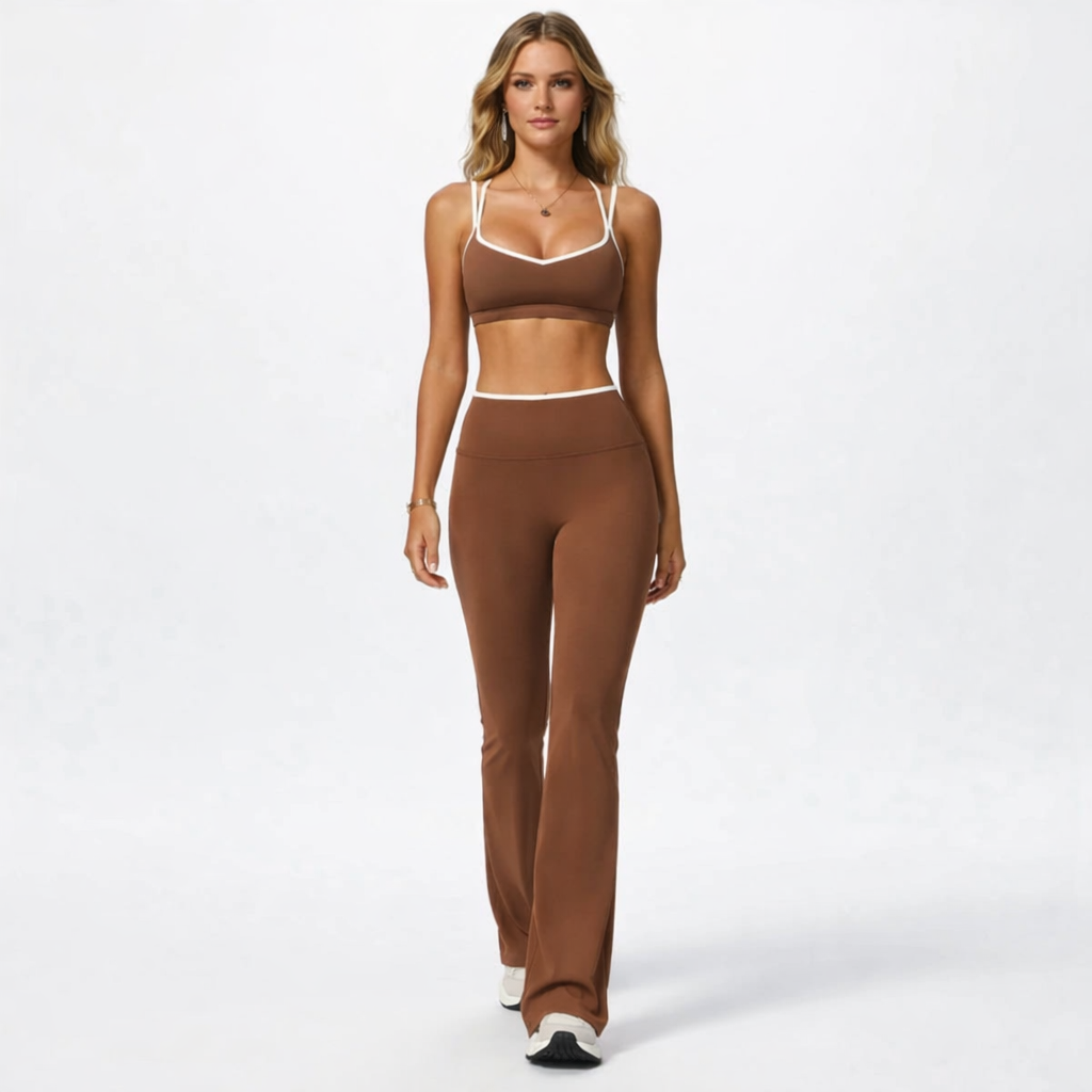 Yoga sæt med sports-bh og højtaljede leggings