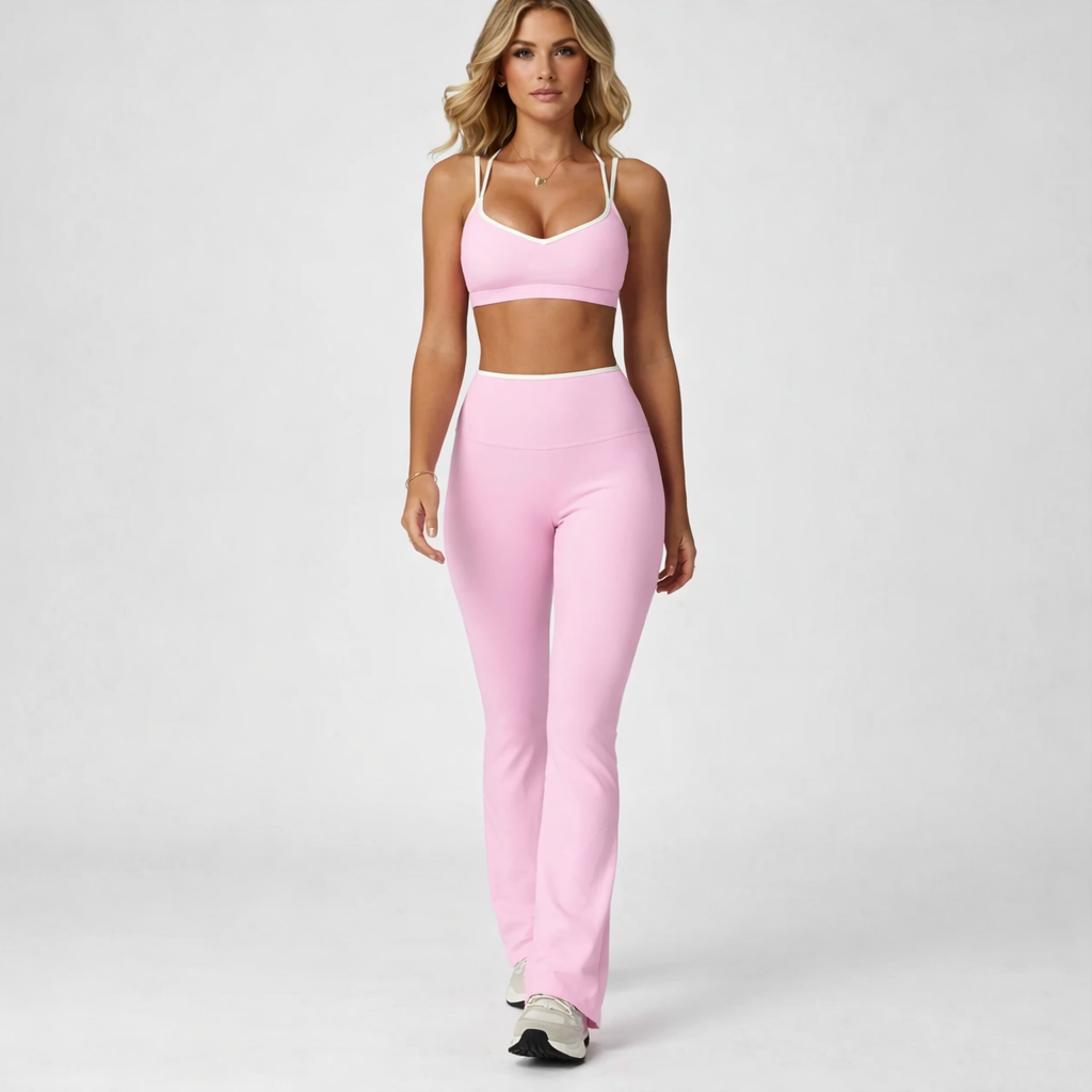 Yoga sæt med sports-bh og højtaljede leggings