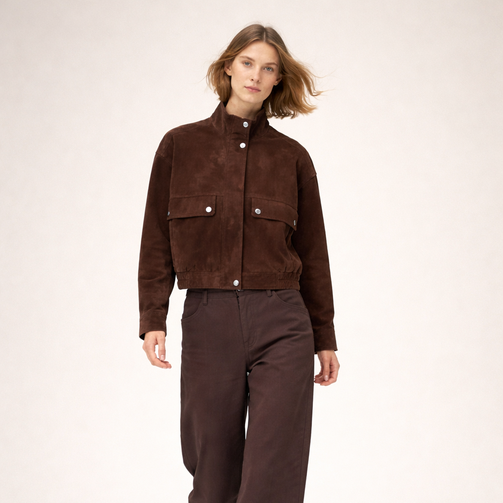 Faux Suede Jakke til Kvinder | Casual Chic Standkrave Jakke