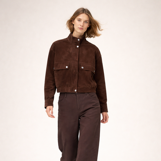 Faux Suede Jakke til Kvinder | Casual Chic Standkrave Jakke