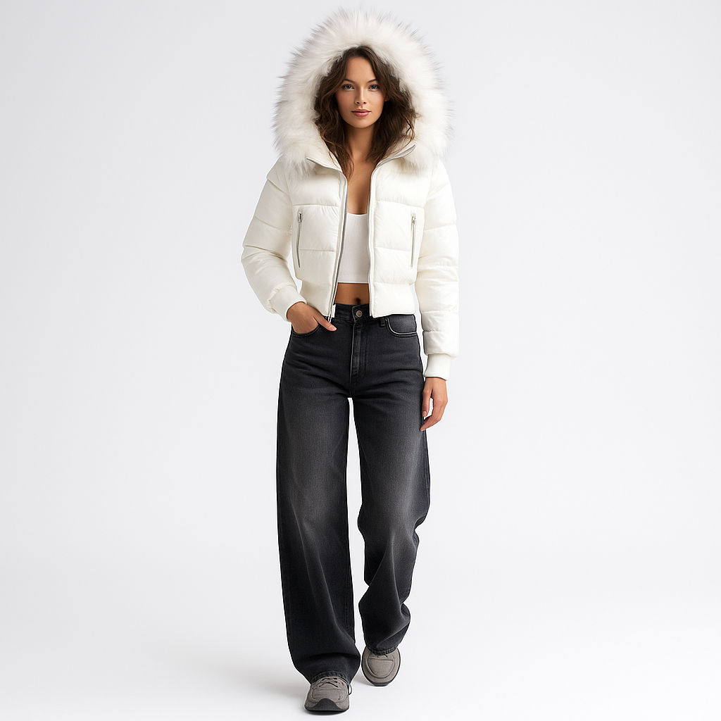 Kvinders højtaljede wide-leg jeans | Vintage washed denim | Y2K-look