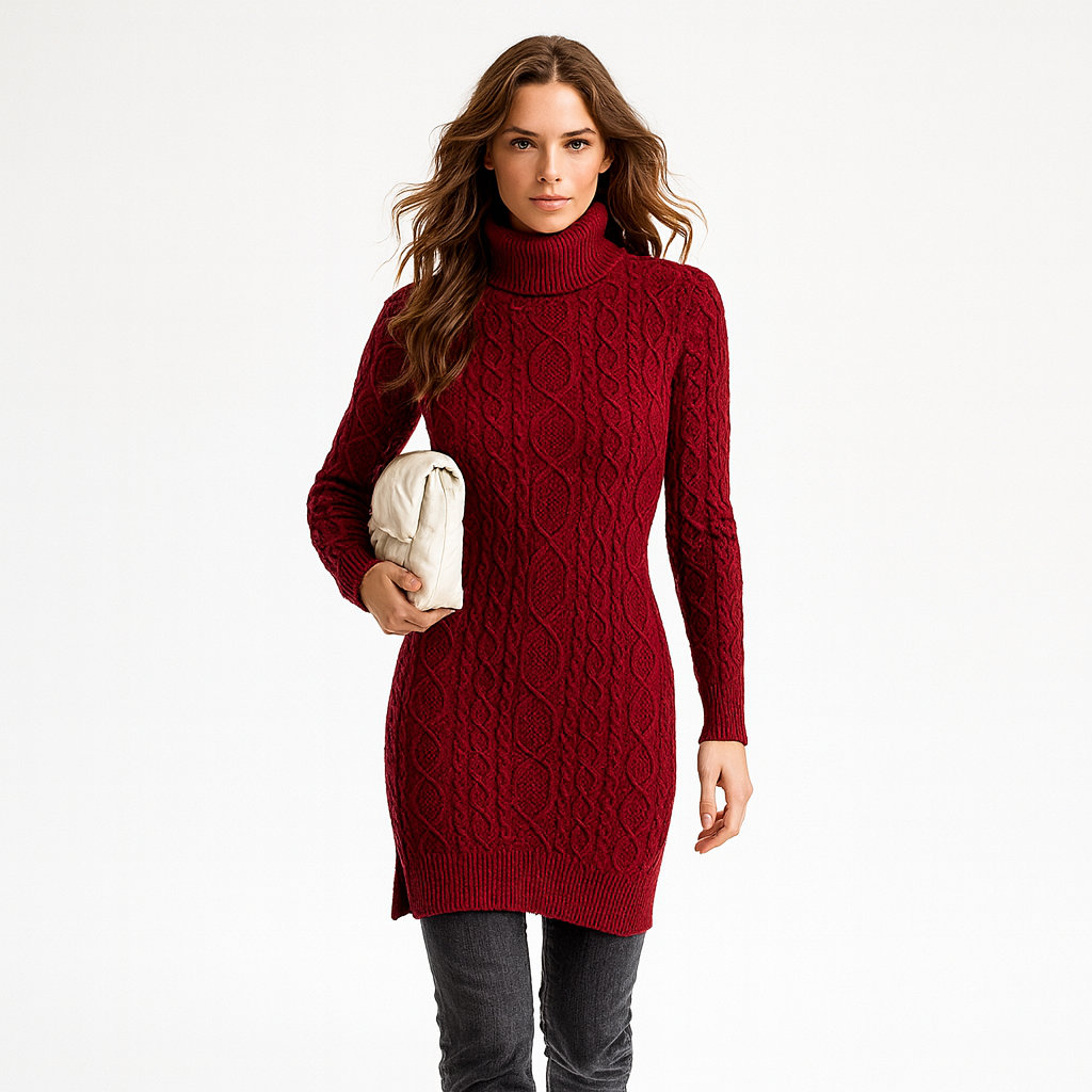 Elegant strikket vinterkjole til kvinder | Klassisk pasform | Varm og stilfuld komfort