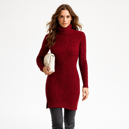 Elegant strikket vinterkjole til kvinder | Klassisk pasform | Varm og stilfuld komfort