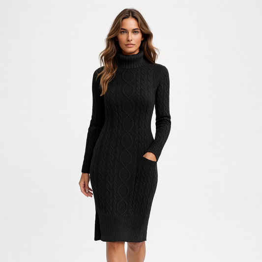 Elegant strikket vinterkjole til kvinder | Klassisk pasform | Varm og stilfuld komfort