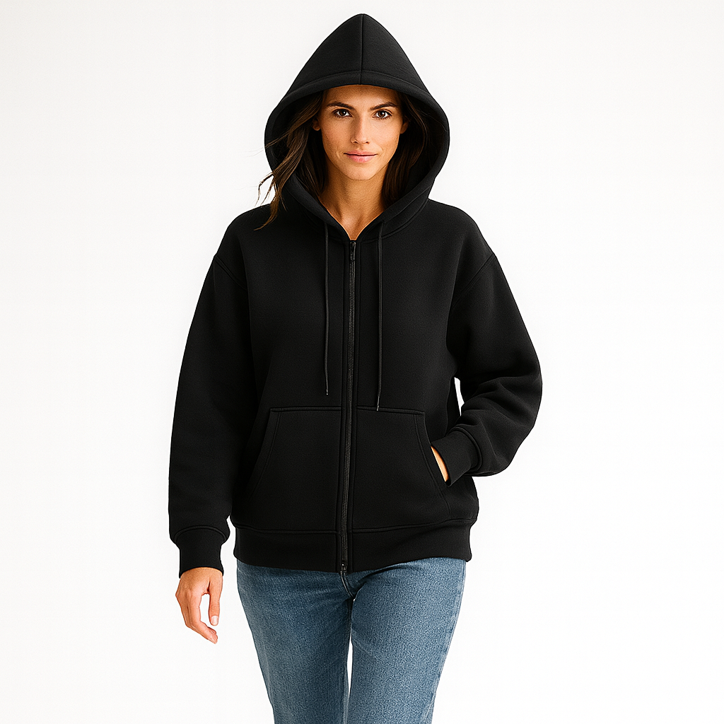 Casual hættetrøje til kvinder | Løs pasform | Lynlås og store lommer