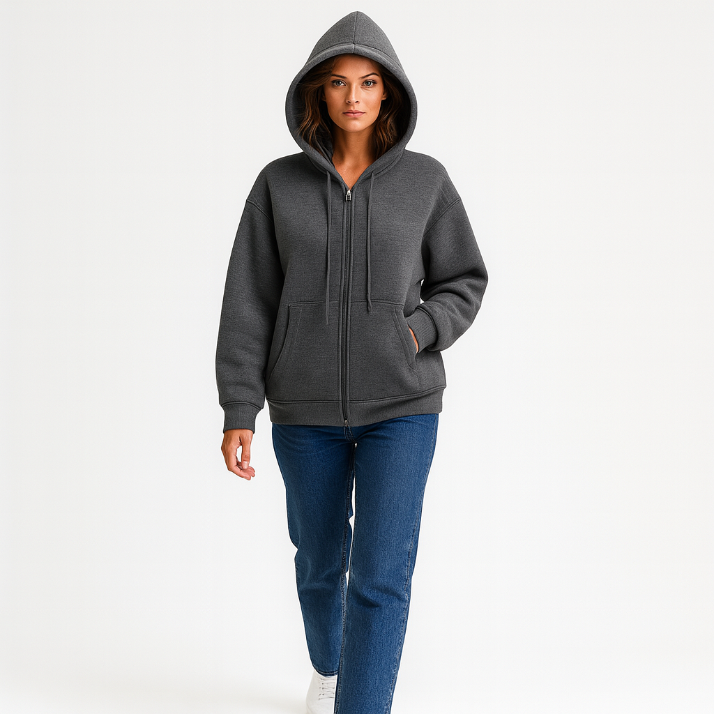 Casual hættetrøje til kvinder | Løs pasform | Lynlås og store lommer