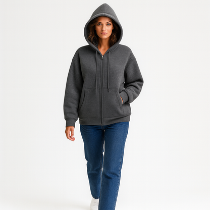Casual hættetrøje til kvinder | Løs pasform | Lynlås og store lommer