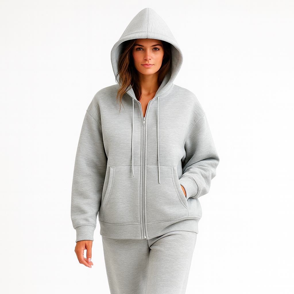 Casual hættetrøje til kvinder | Løs pasform | Lynlås og store lommer