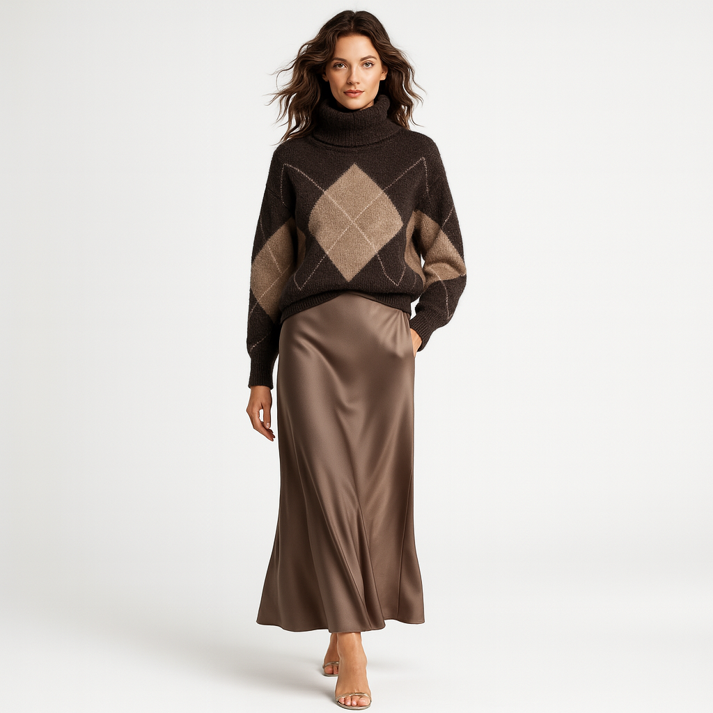 Sweater med off-shoulder design | Kort vintage striktrøje til kvinder