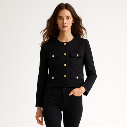 Kvinders kort tweedjakke | Struktureret design | Klassiske lommer & knapper