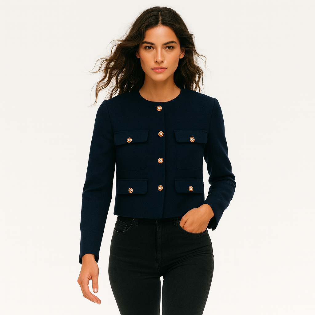 Kvinders kort tweedjakke | Struktureret design | Klassiske lommer & knapper