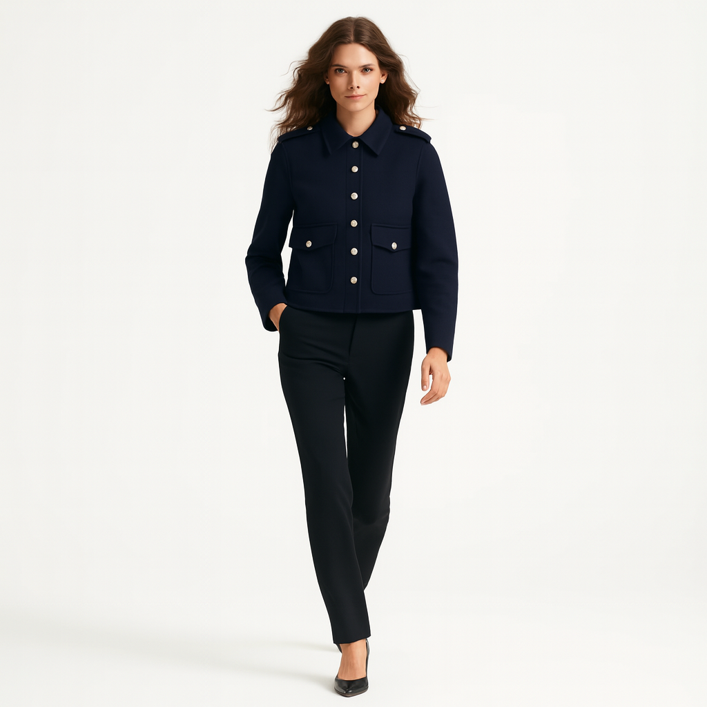 Kort jakke til kvinder | Dekorative skuldredetaljer | Uniforms-inspireret design